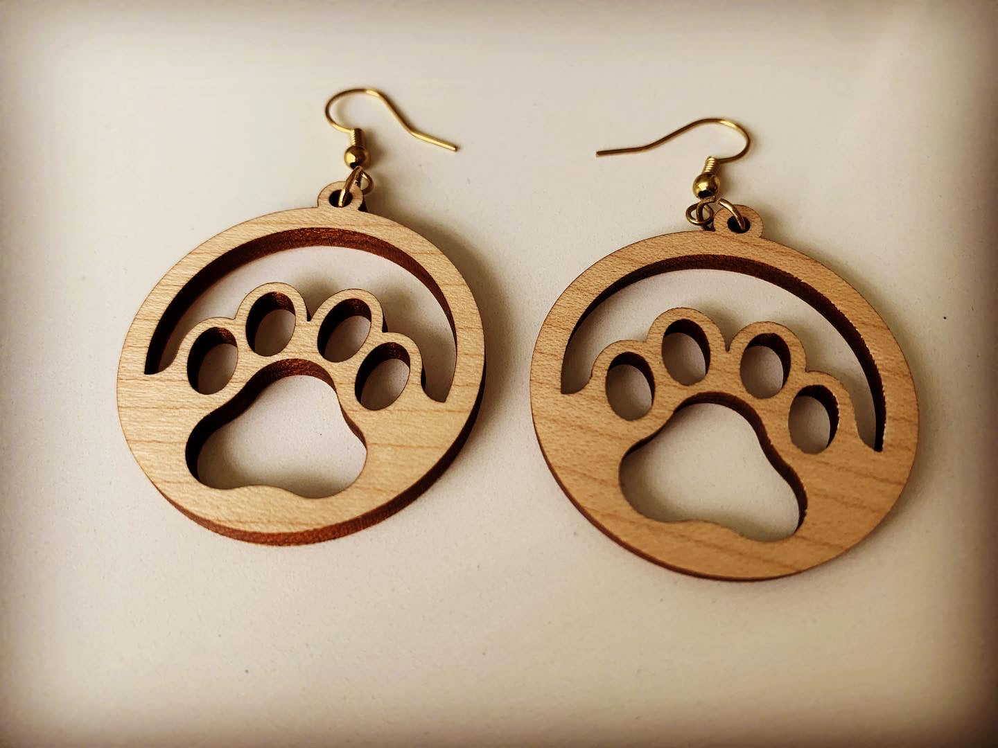 Circle Dog Paw Earrings