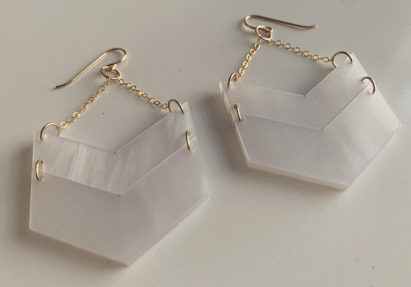 Chevron Style Pearl Earrings