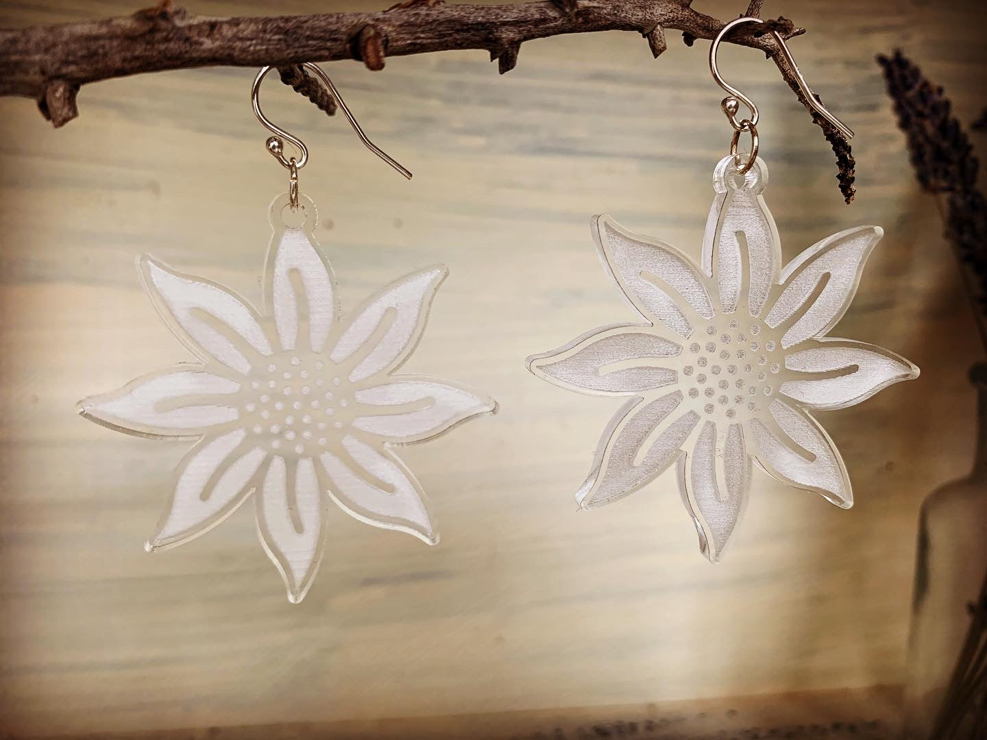Clear Acrylic Flower Earrings