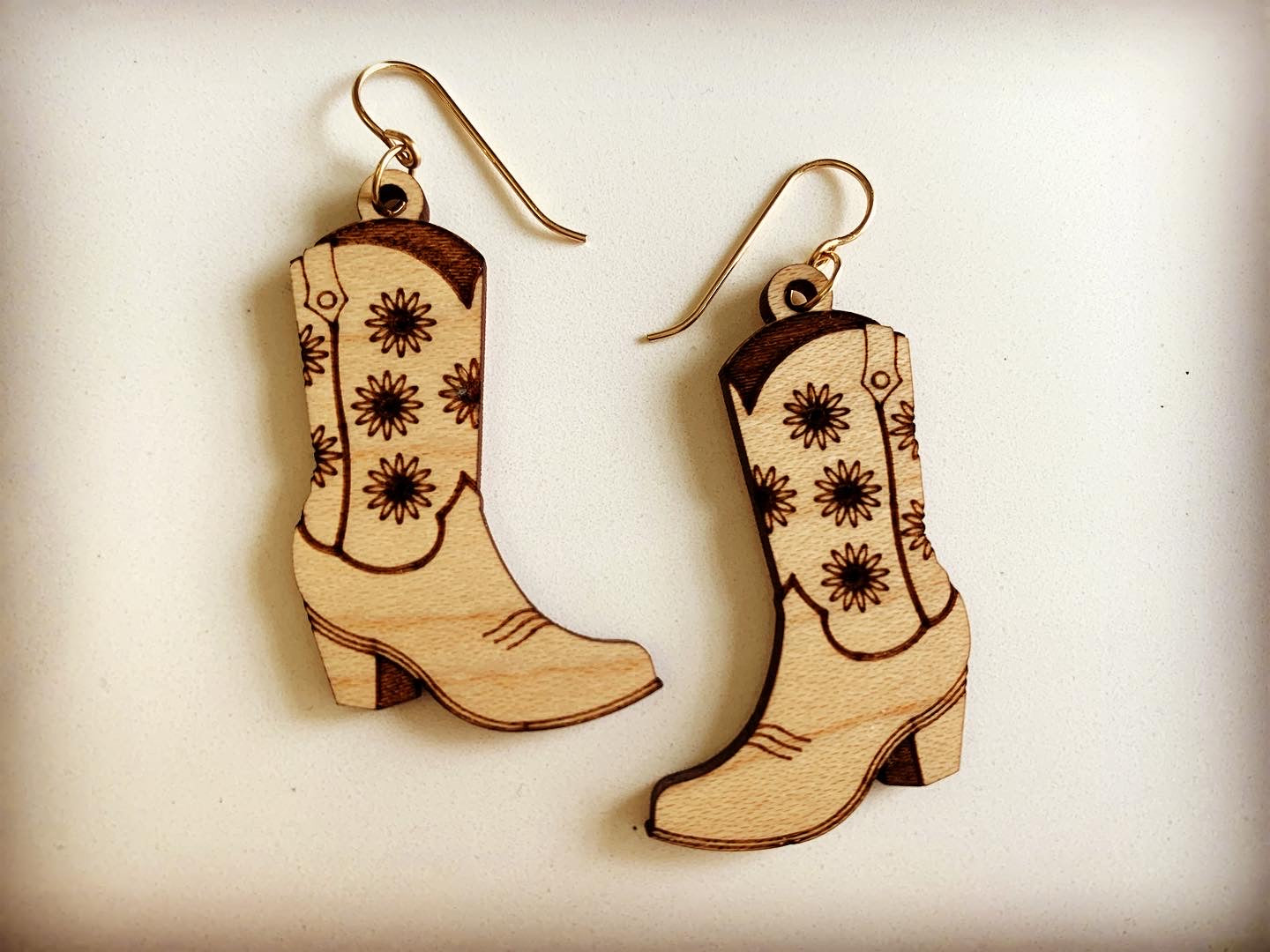 Western Cowgirl Flower Boot Earrings