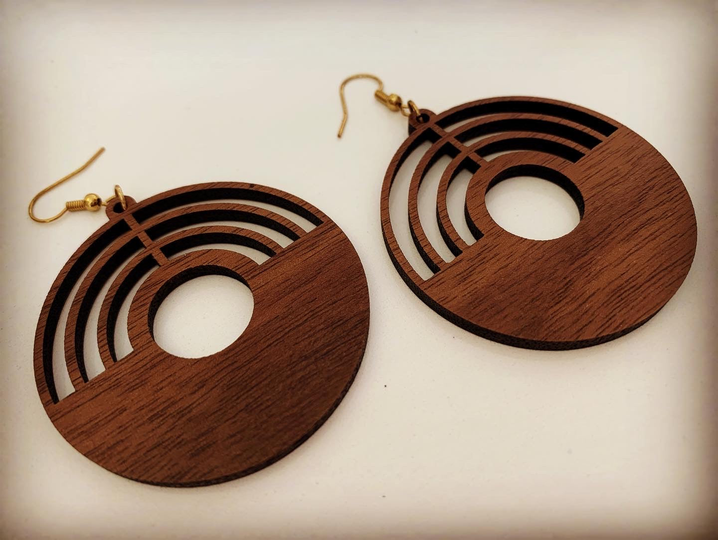 Classic Circle Arch Walnut Wood Earrings
