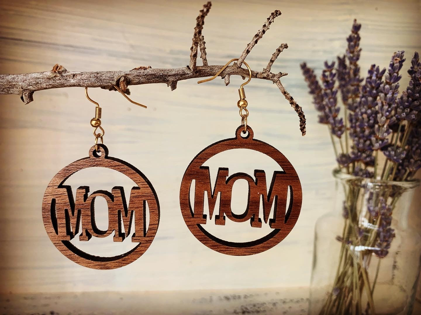 Walnut Wood Mom Earrings