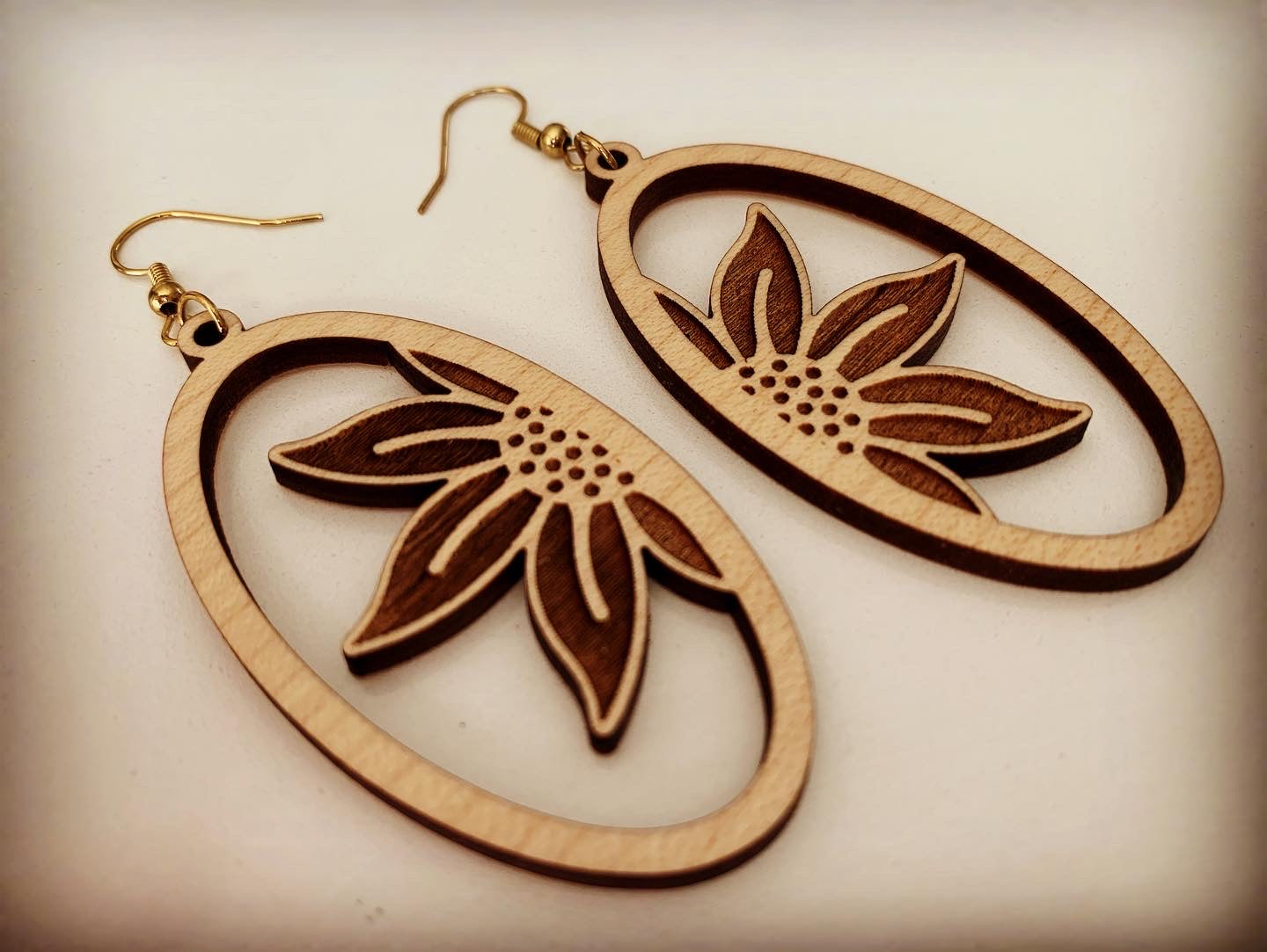 Oval Flower Earrings