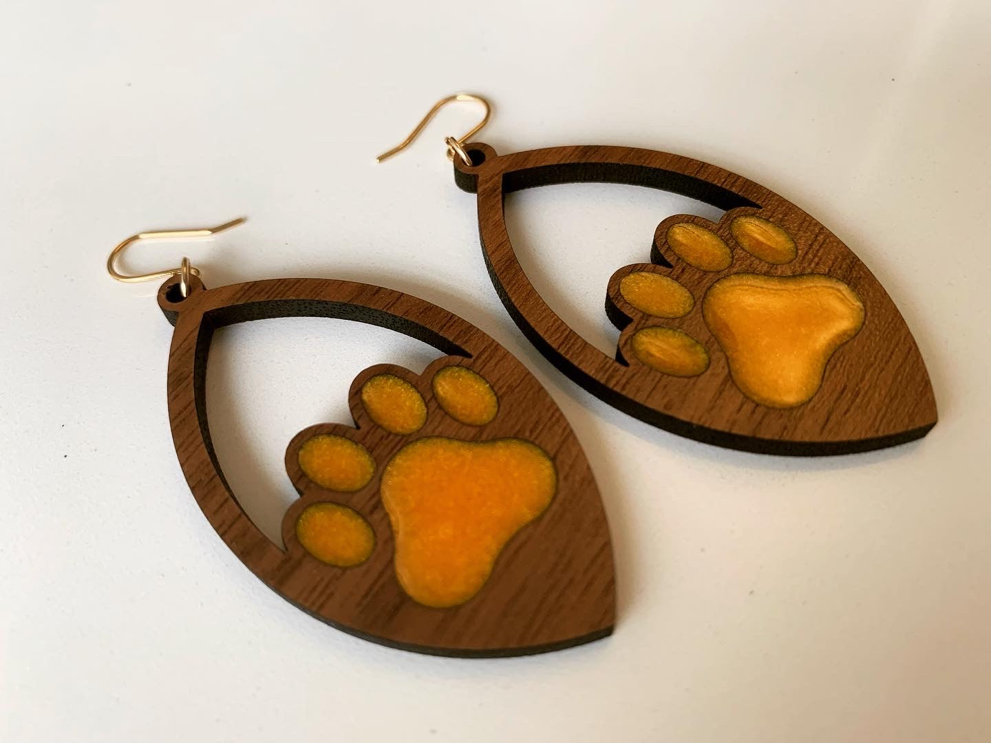 Pointed Oval Dog Paw Earrings