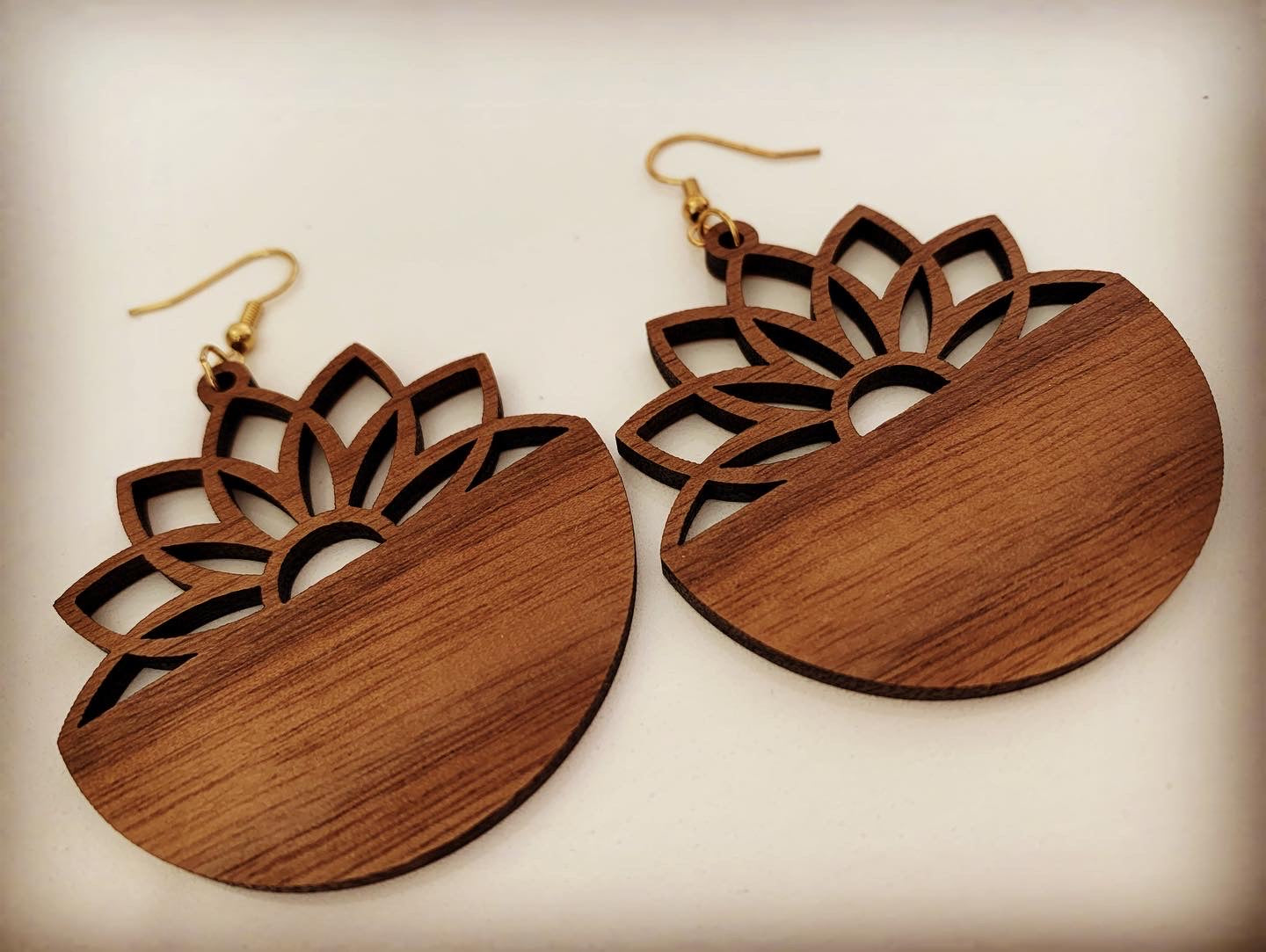 Succulent Walnut Wood Earrings