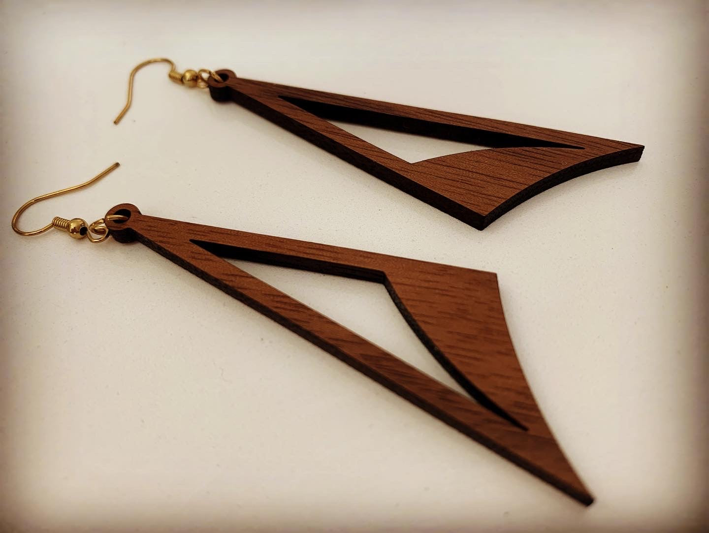 Triangular Walnut Wood Earrings
