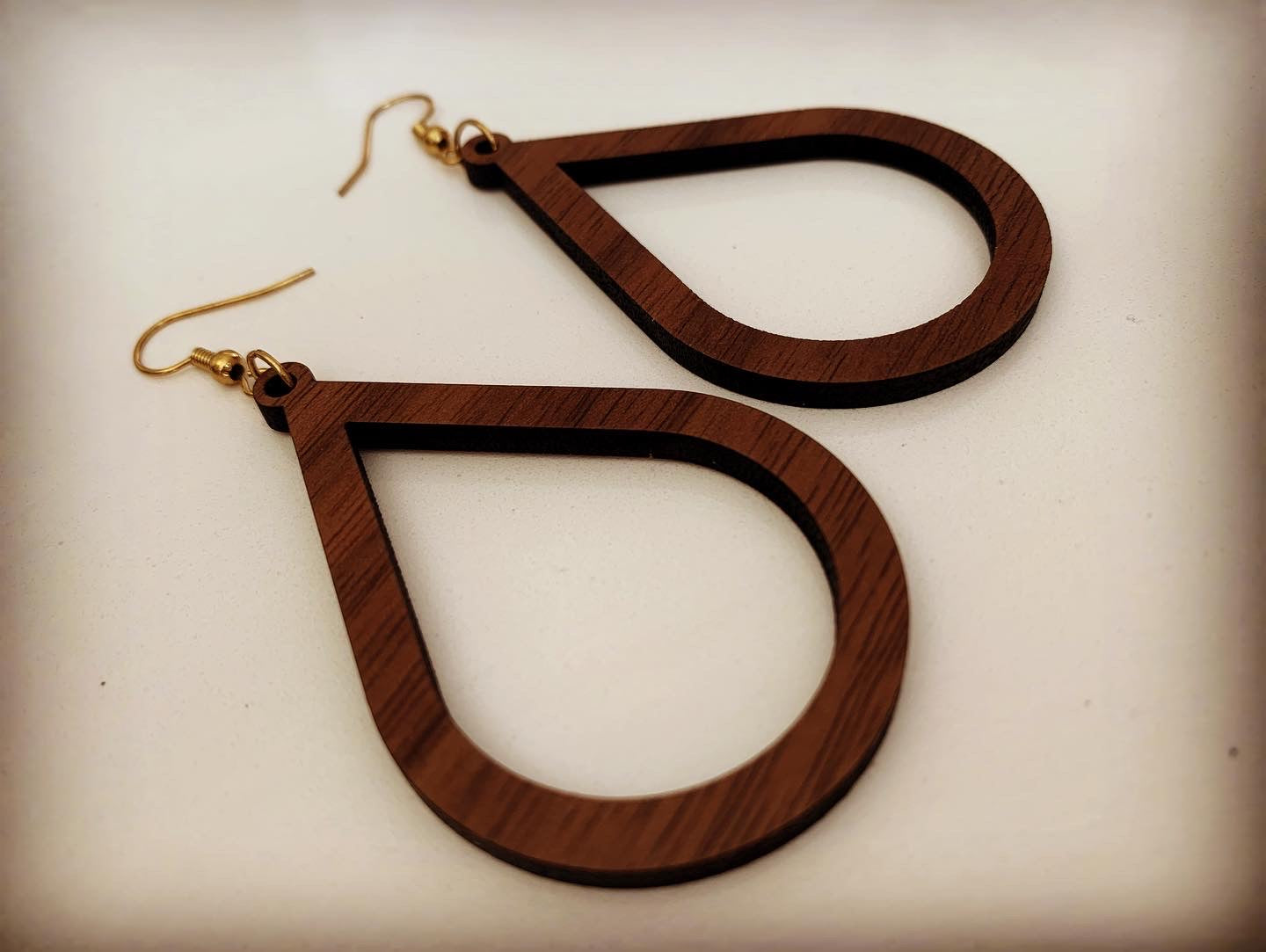 Teardrop Walnut Wood Earrings