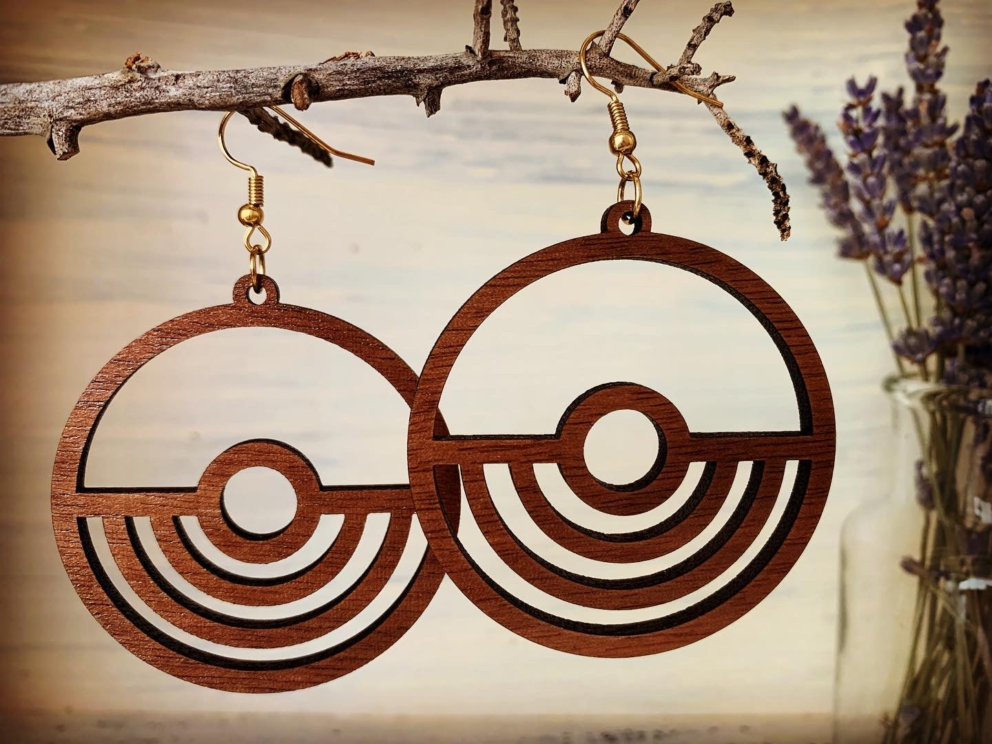Classic Circle Inverted Arch Walnut Wood Earrings
