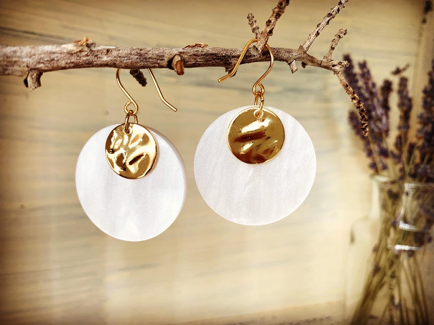 White Pearl Circular Earrings
