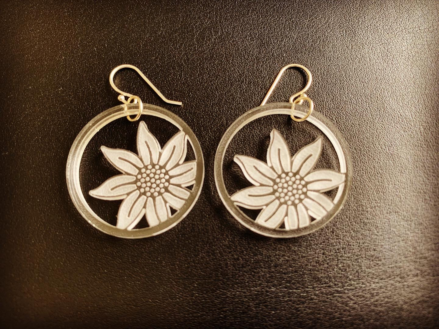 Small Circle Clear Acrylic Flower Earrings